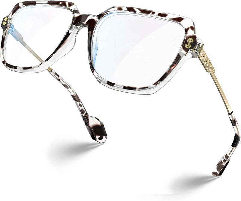 VISOONE Oversized Blue Light Blocking Glasses with Chic Square TR90 Frame and Metal Temple for Women Men REMY - Image 1